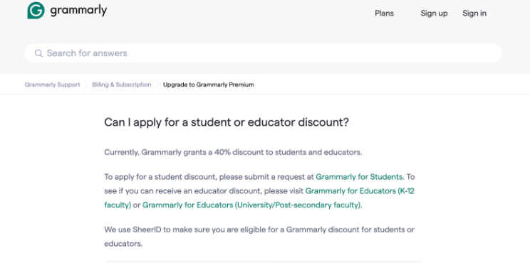 Grammarly Discount For Students