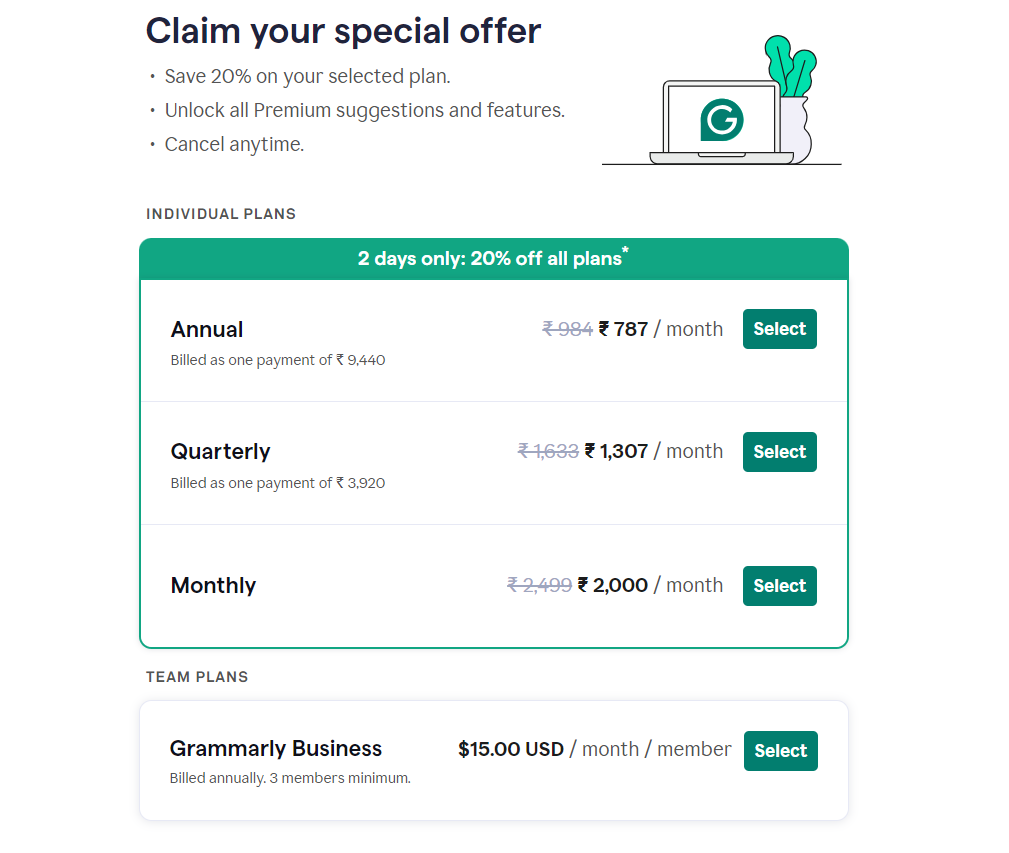 Grammarly Special Discount